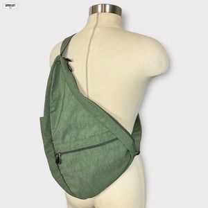 AmeriBag Nylon Distressed Army Green Travel Ergonomic Sling Bag